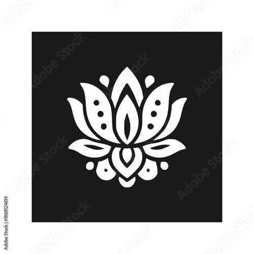 Beautiful Lotus Flower Solid Silhouette Mandala Style Minimal Vector Design