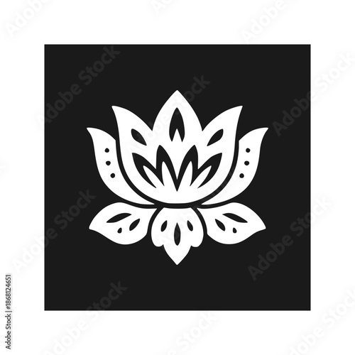 Beautiful Lotus Flower Solid Silhouette Mandala Style Minimal Vector Design