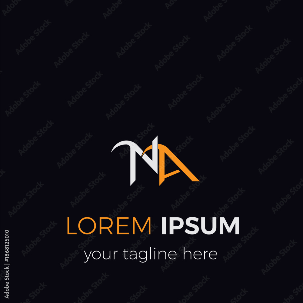 Fototapeta premium Creative White and Gold Letter Logo Design with NA Initials.