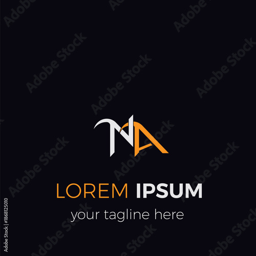Creative White and Gold Letter Logo Design with NA Initials.
