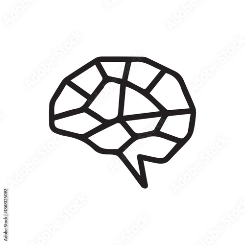 Abstract Human Brain Icon Representing Complex Thought and Cognitive Processes