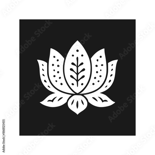 Beautiful Lotus Flower Solid Silhouette Mandala Style Minimal Vector Design