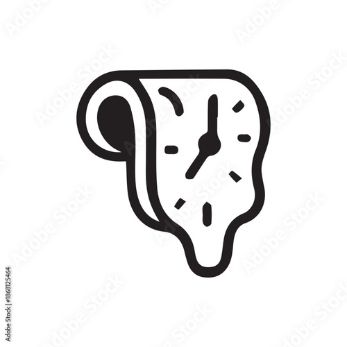 Melting clock icon representing time fluidity and surreal concepts