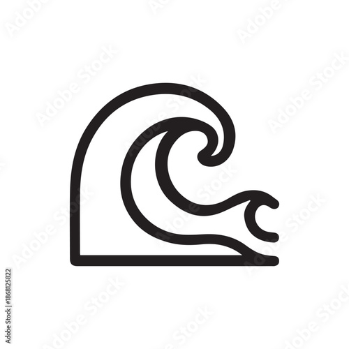 Simple elegant black outline wave symbol capturing the essence of water movement