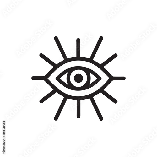Mystical all seeing eye with radiant lines a symbol of spiritual insight and protection