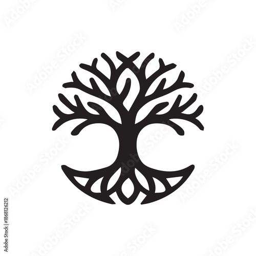 Minimalist Circular Tree Design Emblem of Life Nature and Spiritual Harmony