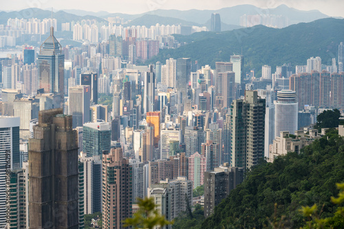 Wallpaper Mural View of Hong Kong and Kowloon from Victoria peak. Panorama of Hong Kong, skyscrapers and nature. 21 May 2025, Hong Kong, China Torontodigital.ca