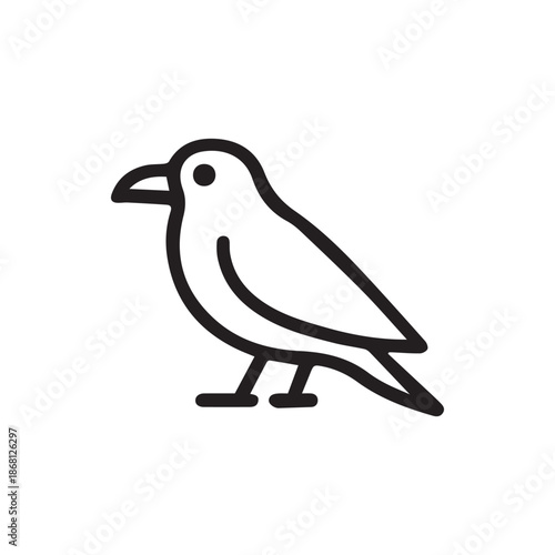 Minimalist black outline bird icon simple flat design vector art for web and apps