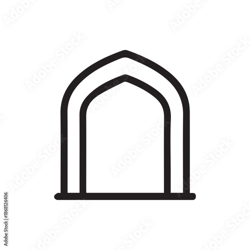 Elegant minimalist Islamic archway outline representing spiritual gateways and sacred spaces