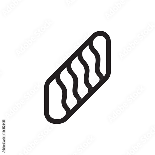 Minimalist black line art depicting a segmented wavy textured food or organic form