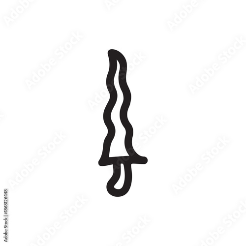 Abstract Wavy Blade Simple Hand Drawn Outline Graphic Art Illustration