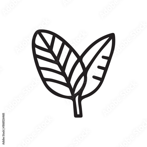 Minimalist outline illustration of two fresh green leaves perfect for nature designs