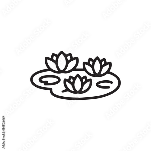 Elegant water lilies icon blooming gently on a tranquil pond surface