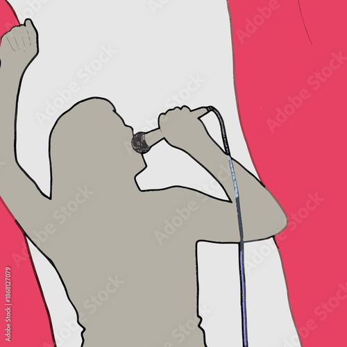 Person singing into microphone