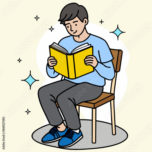 Boy reading a book