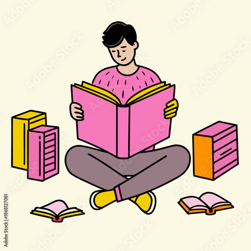 Young person engrossed in reading