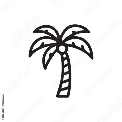 Minimalist island vibe palm tree icon representing exotic holidays and nature