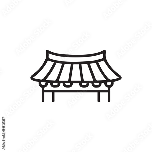 Elegant Outline of an Ancient Oriental Temple or Palace Roof Architecture