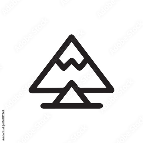 Minimalist Geometric Mountain Icon Representing Nature and Adventure Outline