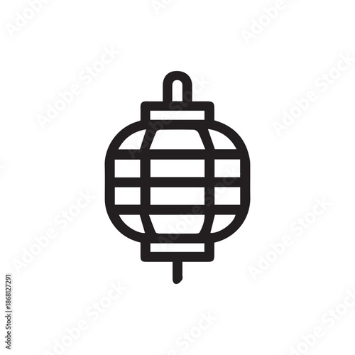 Elegant Asian inspired hanging lantern outline icon for festive decorations and cultural events