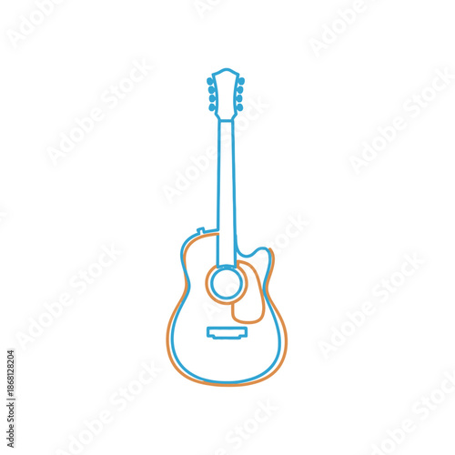 Acoustic guitar outline icon, simple music instrument vector illustration