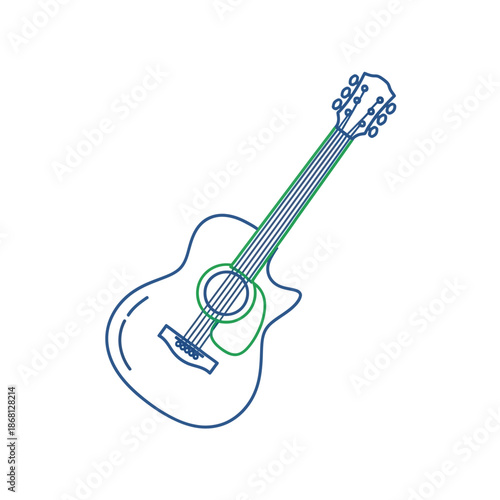 Acoustic Guitar Outline Icon, Simple Music Instrument Vector Illustration