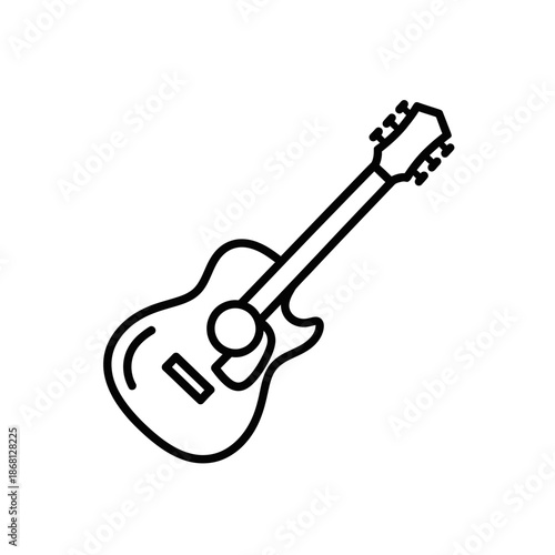 Acoustic guitar outline icon, simple musical instrument vector illustration