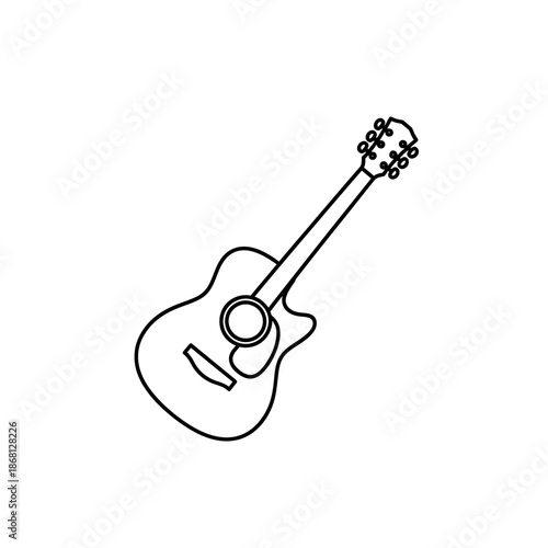 Acoustic Guitar Outline Icon, Simple Musical Instrument Vector Art
