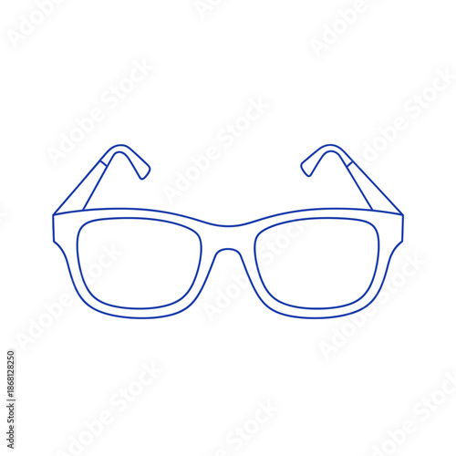 Minimalist Outline of Blue Eyeglasses on White Background