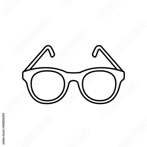 Minimalist Outline of Eyeglasses on White Background, Simple Line Art Spectacles