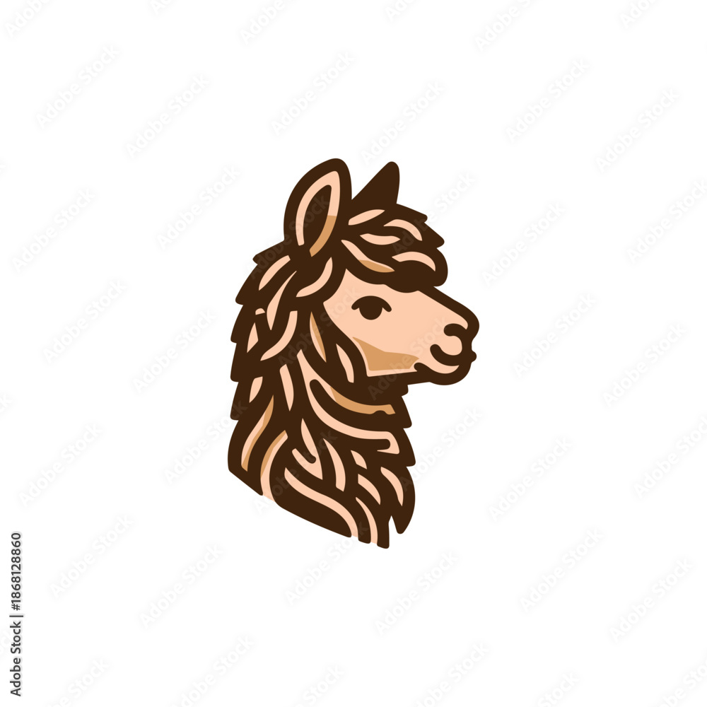 Obraz premium Llama Head Logo Vector Cute Animal Mascot Emblem