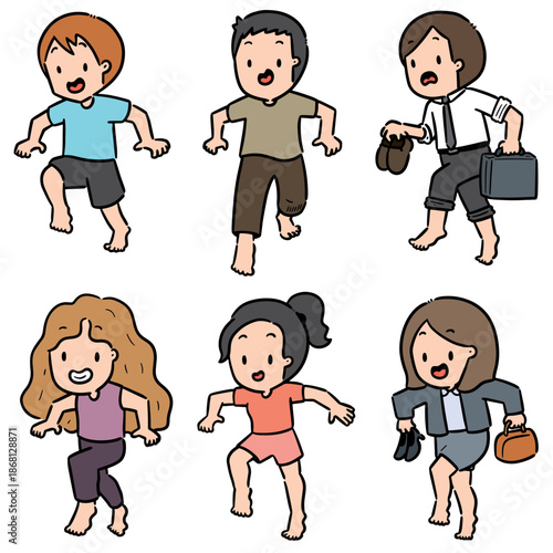 vector of people walking on tiptoe