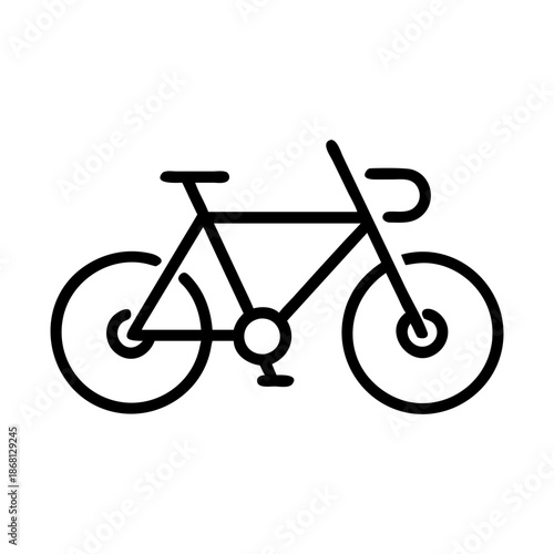 Minimalist black outline bicycle vector icon for web design, mobile apps, and transportation-related graphic projects, isolated on white background.