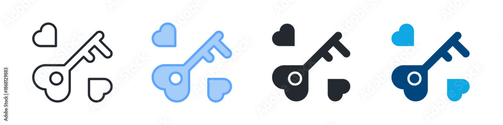 Fototapeta premium Key Icon Set Multiple Style. Designed In Outline, Blue, Glyph, Dual Tone