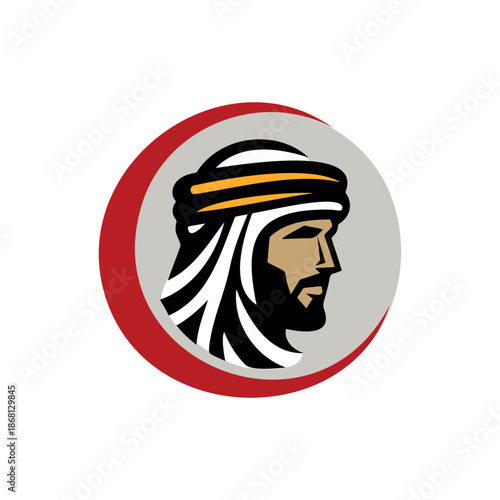 Arabian Man Portrait Logo Vector Middle Eastern Profile