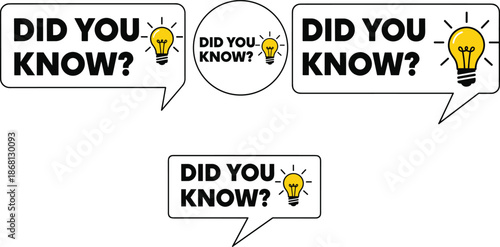 Did you know speech bubbles with lightbulbs yellow lightbulbs black text
