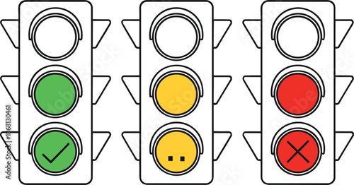 Traffic Light Indicators with Checkmark and Cross Symbols SetTraffic Light Indicators with Checkmark and Cross Symbols Set