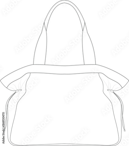 Tote Bag flat sketch technical drawing front and back view