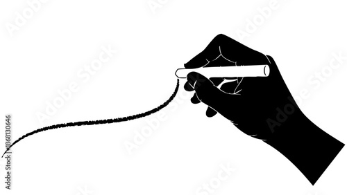 A hand drawing a line with chalk, creating a simple yet artistic image. This image captures the essence of creation and expression