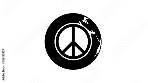 An abstract image of a peace symbol combined with the Earth, promoting harmony and global unity. The peace sign stands as a universal symbol.