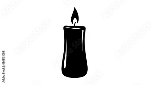 A simple silhouette of a candle with a flickering flame, evoking a sense of calm and reflection