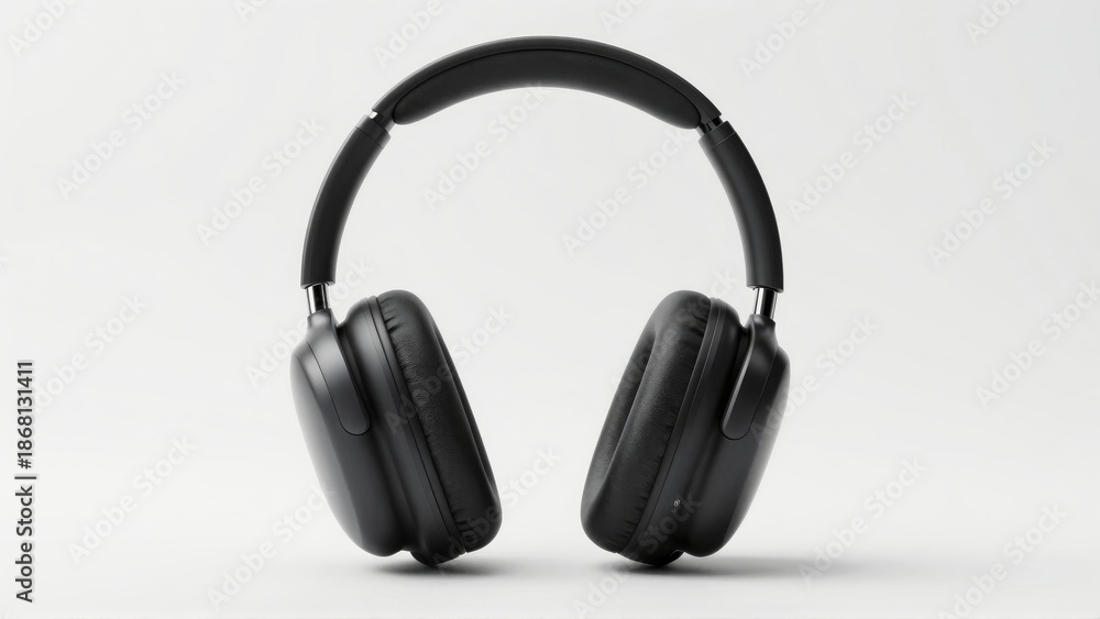 Fototapeta premium Black overear headphones on white background