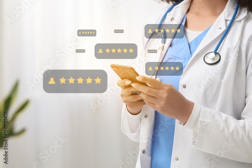 Doctor giving rating to new...