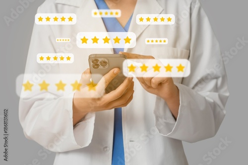 Doctor giving rating to new...