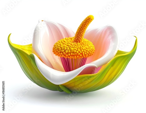 Digital rendering of a stylized flower, showcasing colorful elements