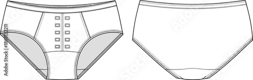 White women's underwear front and back view white underwear briefs panties undergarments