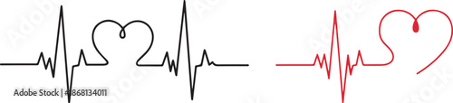 Heart beat line with heart shape symbol representing love and life illustration