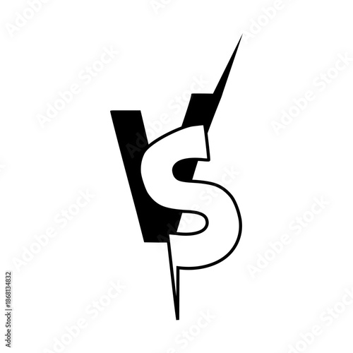Versus black and white icons. VS symbol illustration