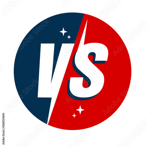 VS icons in round shape. versus symbol in blue and red color design 