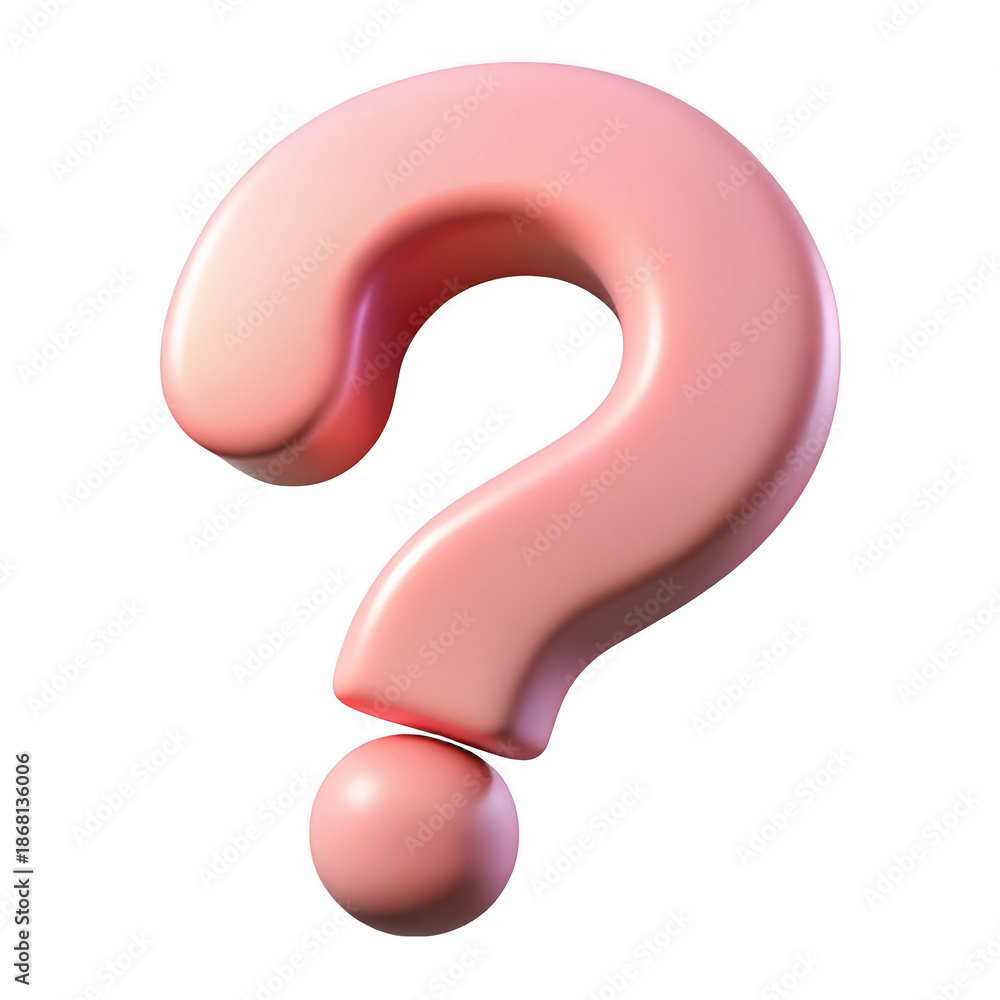Naklejka premium Glossy pink question mark symbol isolated on transparent background